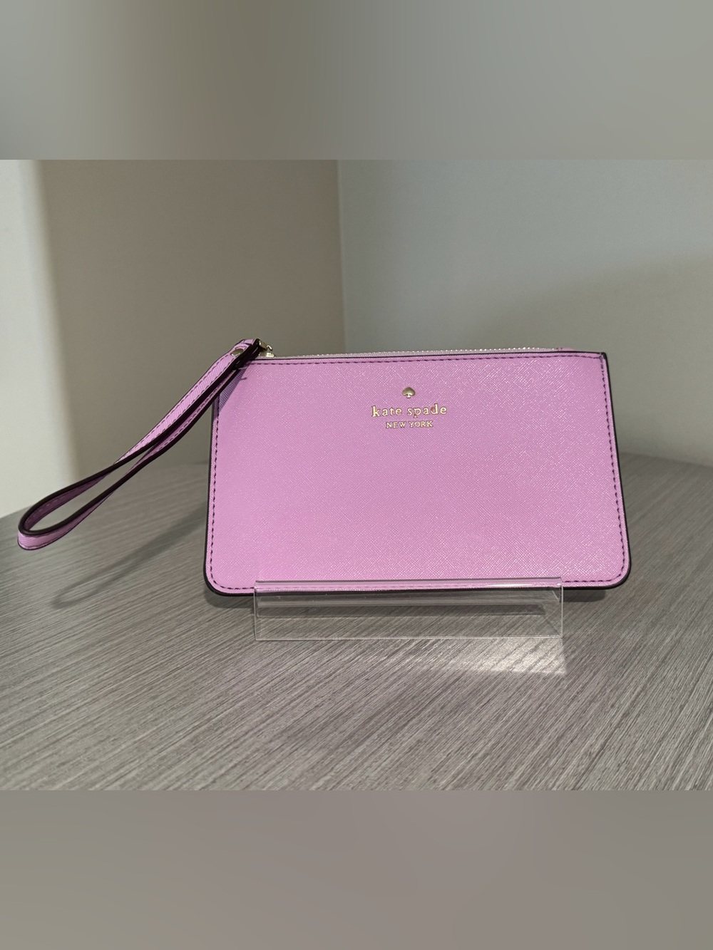 kate spade Lavender Pink Saffiano Leather Wristlet Card Holder